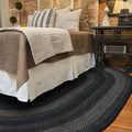 Homespice Jet Black Oval Area Rugs 4x6' – Hand Braided Gray and Black Area Rug by Homespice