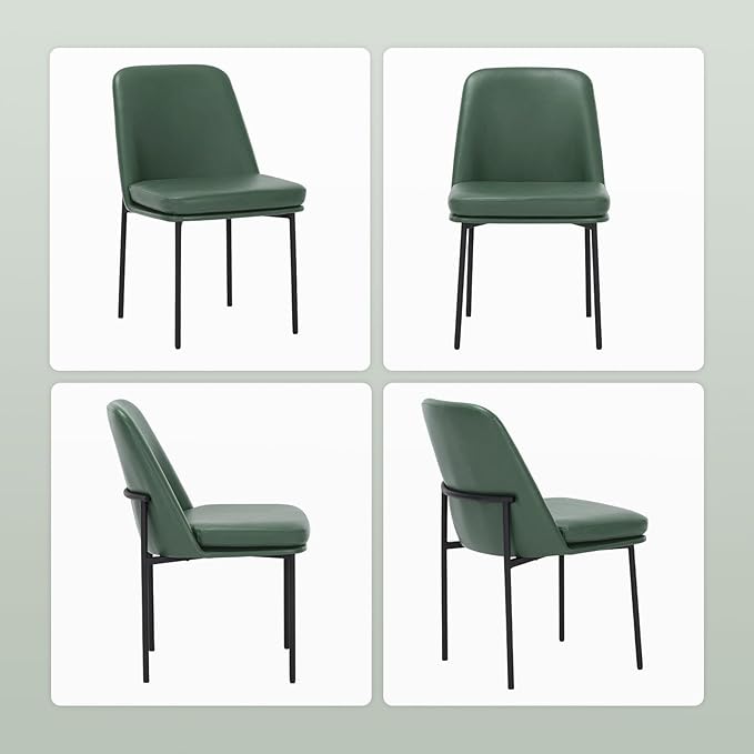 COLAMY Modern Dining Chairs Set of 4, Faux Leather Upholstered Dining Room - Image 5