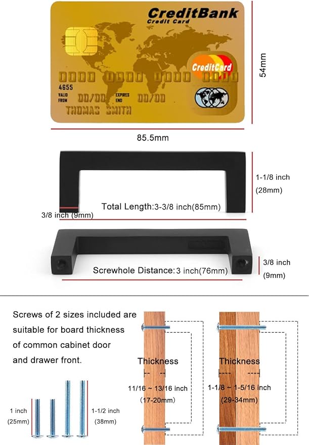 KOOFIZO 30-Pack Solid Square Bar Cabinet Handle - Image 2