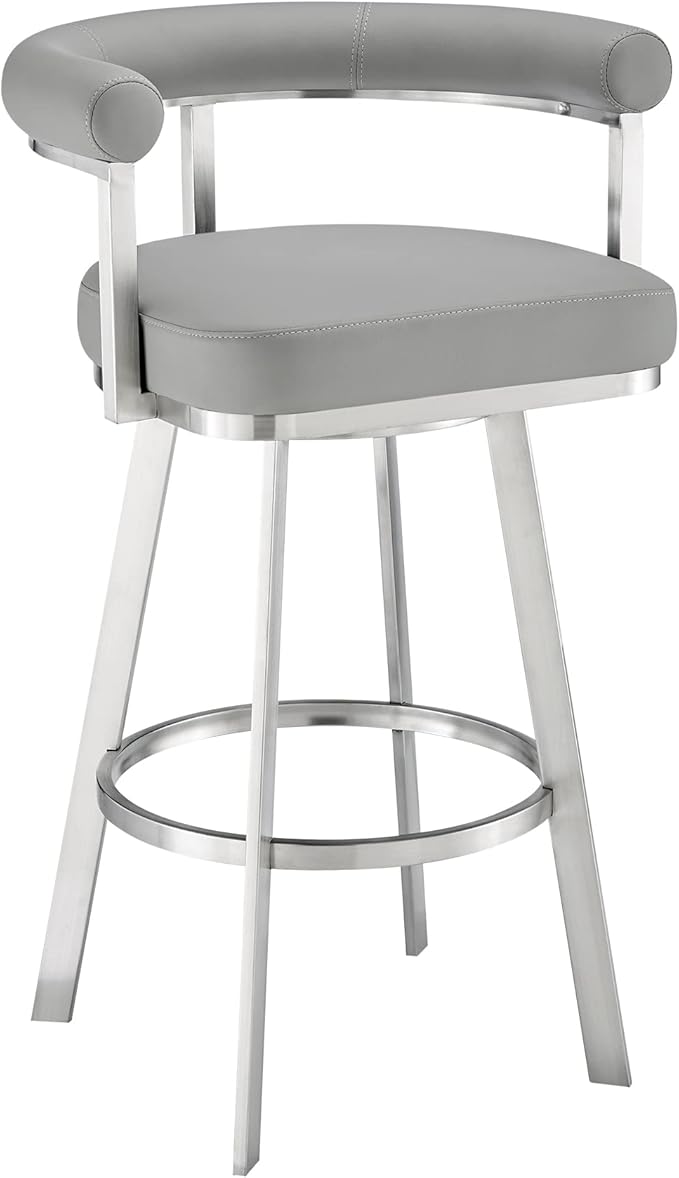 Armen Living Magnolia Swivel Counter Stool in Brushed Stainless Steel by ArmenLiving
