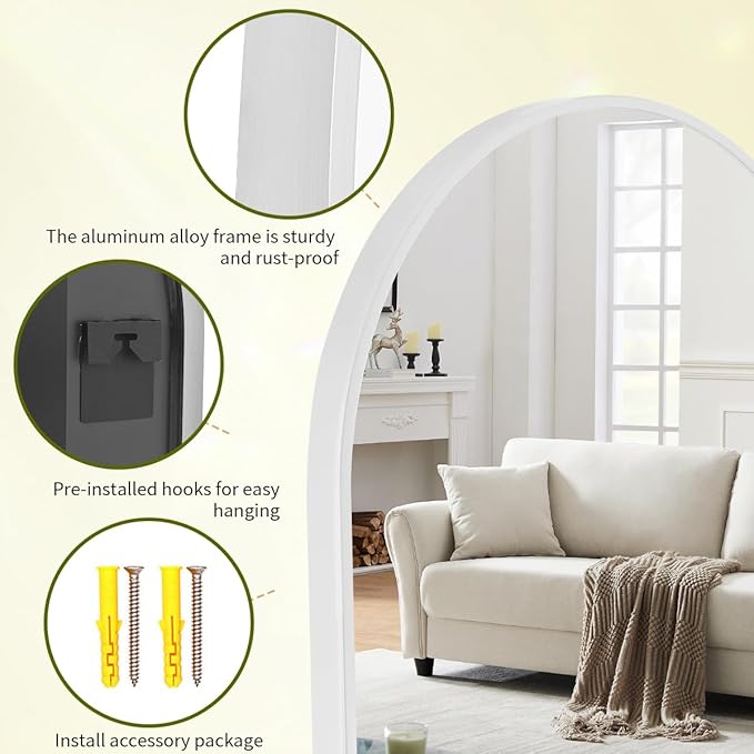 BEAUTYPEAK 20"x30" Arch Bathroom Mirror, Wall Mounted Vanity Metal Frame Mirror - Image 4