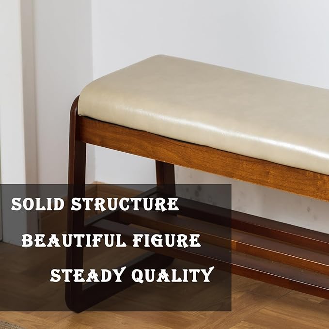 latifolia Solid Wood Bench, Entryway Shoe Bench - Image 5