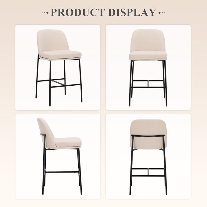 COLAMY Counter Height Bar Stools Set of 4, 25 Inch Modern Fabric Kitchen Island - Image 6