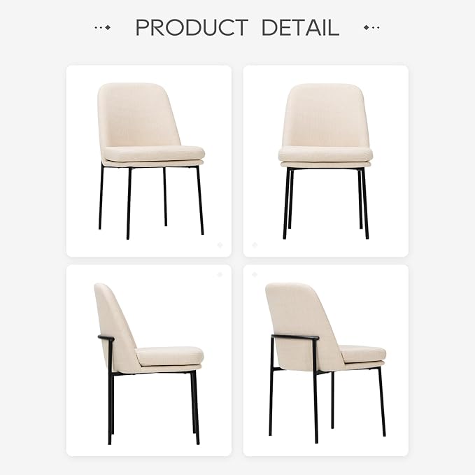 COLAMY Dining Chairs Set of 6, Fabric Upholstered Dining Room Chairs Dinner - Image 5