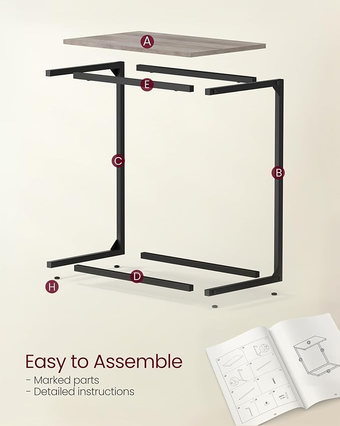 VASAGLE C Shape End Table, Small Coffee Table - Image 6