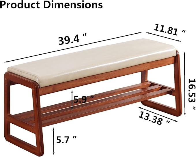 Shoe Rack Bench, Solid Wood Entryway Bench, Shoe Storage - Image 2