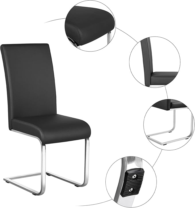 Yaheetech Dining Chairs Set of 6 Modern Faux Leather Upholstered Dining Room - Image 5