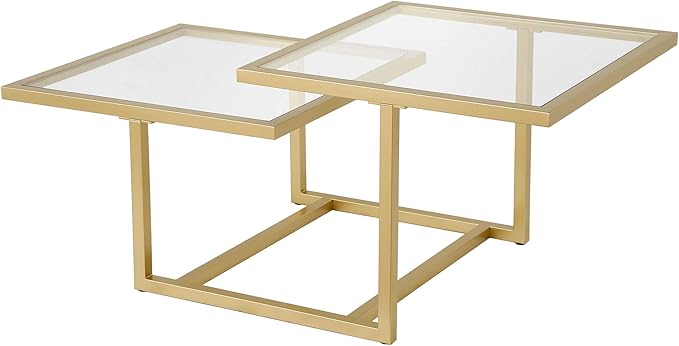Henn&Hart 43" Wide Square Coffee Table in Brass, Modern coffee tables - Image 5