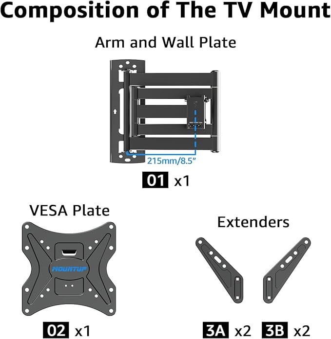 MOUNTUP Long Arm TV Wall Mount for Most 26-65 Inch TVs, Corner TV Mounts - Image 9