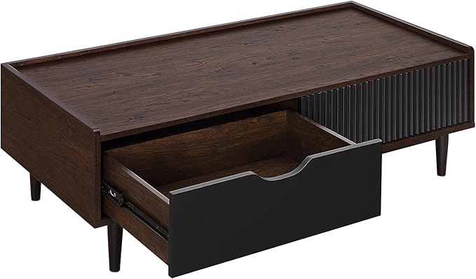 Manhattan Comfort Duane Mid Century Modern Ribbed Nightstand and Coffee Table - Image 9