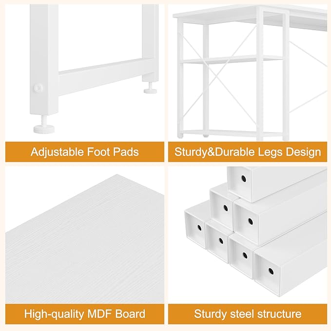 L Shaped Computer Desk with Reversible Shelves, 40 Inch Small Corner Desk with - Image 8