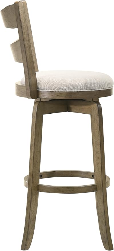 Armen Living Blair 30 in. Putty Brown Bar Height Rubberwood Swivel Barstool - Image 4