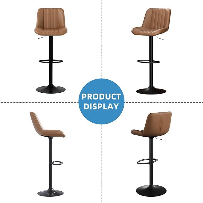 Shintenchi Bar Stools Set of 4 Modern Swivel Bar Chairs, Counter Height Faux - Image 7