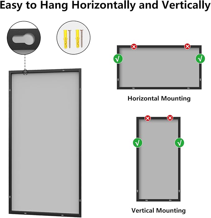Bathroom Mirror 30x60 Black Bathroom Wall-Mounted Mirrors, Modern Vanity Mirror - Image 3