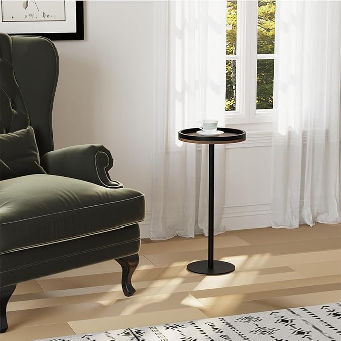 Round Drink Table, Small Pedestal Table, Small Round Side Table - Image 4