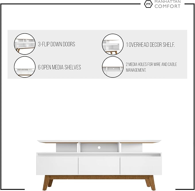 Manhattan Comfort Yonkers 63 Inch Mid Century Modern TV Stand - Image 12