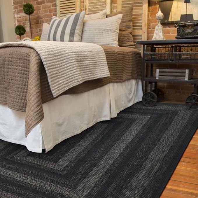 Jet Black Braided Area Rugs 4x6' – Primitive Black and Gray Area Rug - Image 10