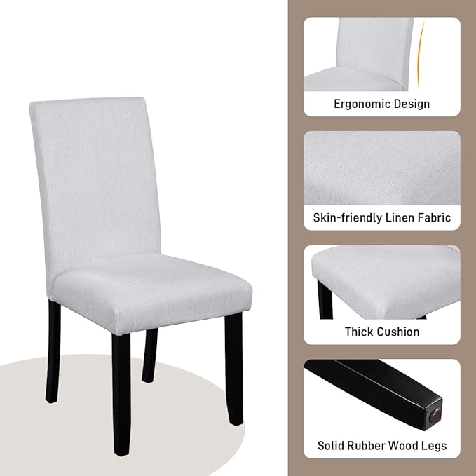 Ball & Cast Dining Table Set for 4 W/ 4 Upholstered Chairs, 5 Piece Dining - Image 6