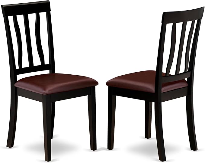 East West Furniture LGAN5-BLK-LC 5 Piece Dining Room Table Set Includes a - Image 4