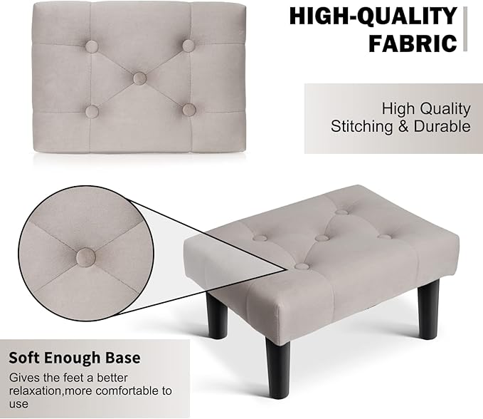 HOUCHICS Small Footstool Ottoman, Velvet Wooden Foot Stool Ottoman - Image 7