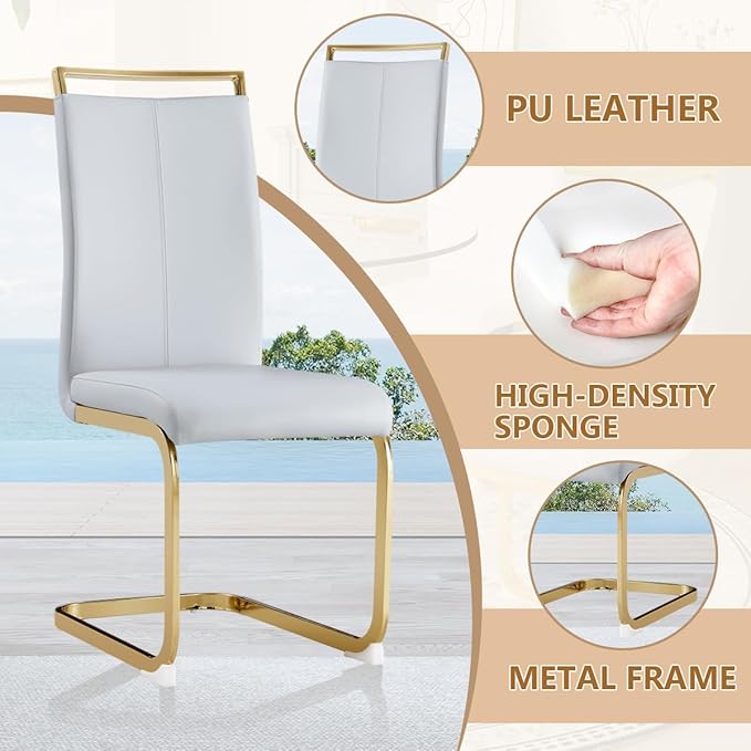Dining Chairs Set of 2, Faux Leather Dining Chairs - Image 5