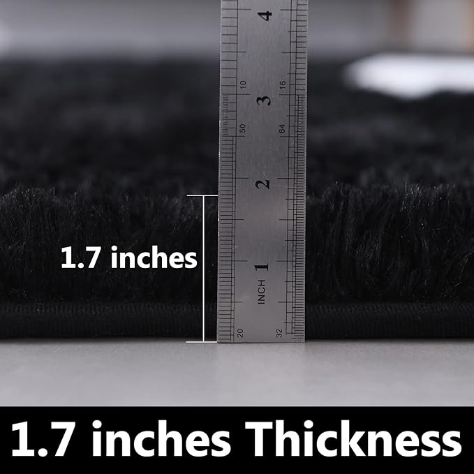 FJZFING Black Round Rug Ultra-Soft Plush Modern 6x6 Circle Area Rug - Image 2