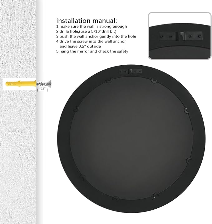 26 inch Round Mirrors for Wall Wood Circle Mirror - Image 5