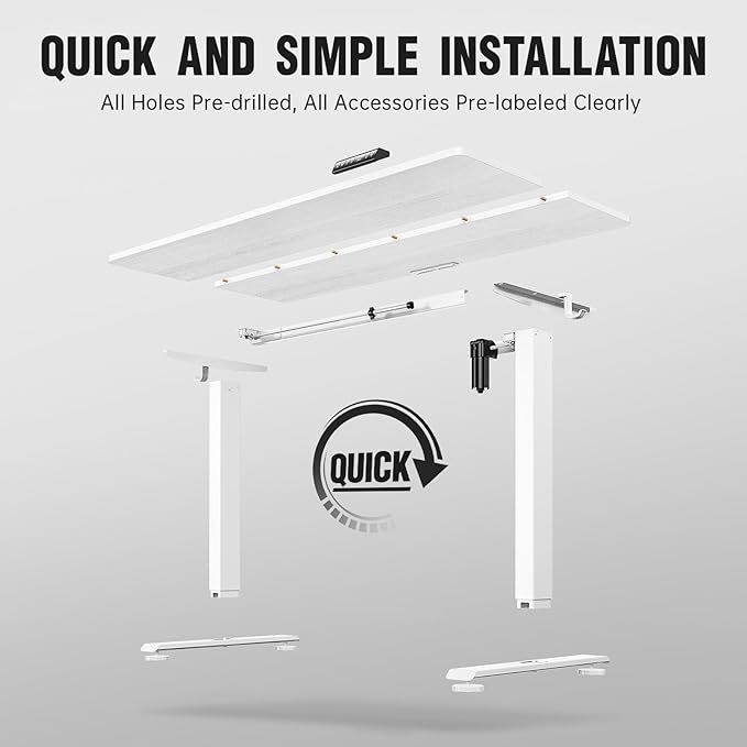 Veken 55 Inch, Height Adjustable Sit Stand Up, Wood Desktop, Work Home Office - Image 6