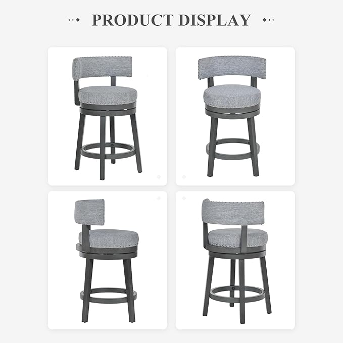 COLAMY Swivel Bar Stool Set of 2, Modern Swivel Barstool - Image 8