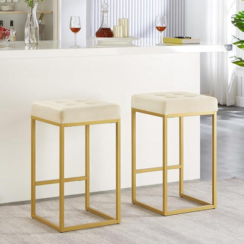 24KF Contemporary Counter Height Bar Stool Set of 2 by WEMARTHOMEDECOR