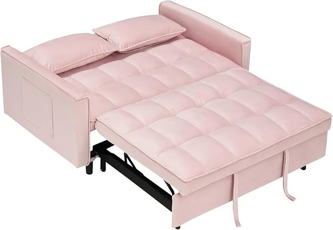 Ball & Cast Convertible Sofa Bed, Loveseat Sleeper Sofa W/Pull-Out Bed&2 Pillows - Image 8