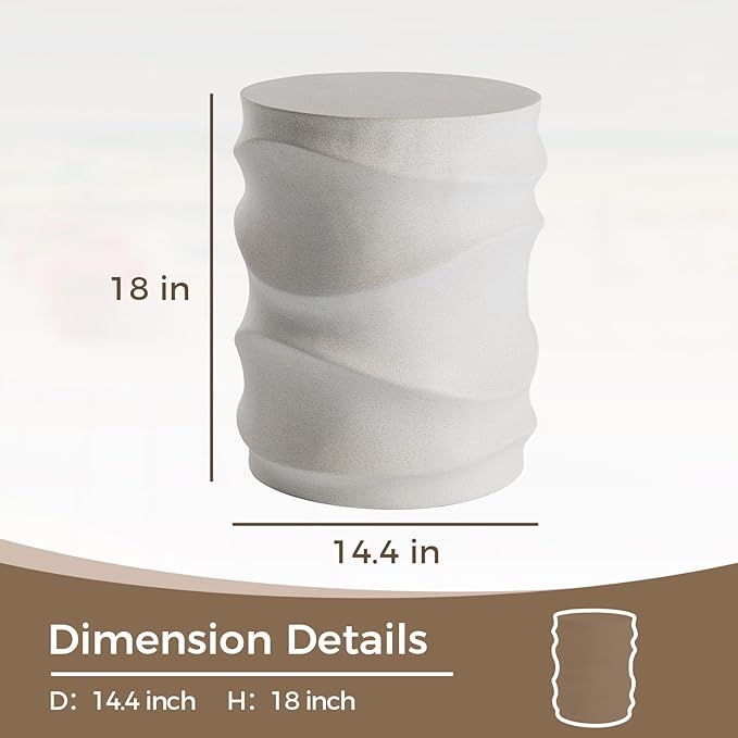 COSIEST Set of 2 Outdoor Side Table, 2 Pieces Concrete Side Table - Image 3