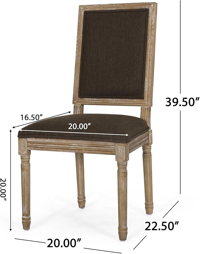 Merax Upholstered Solid Wood Dining Chairs Set of 2, French Country Style - Image 2