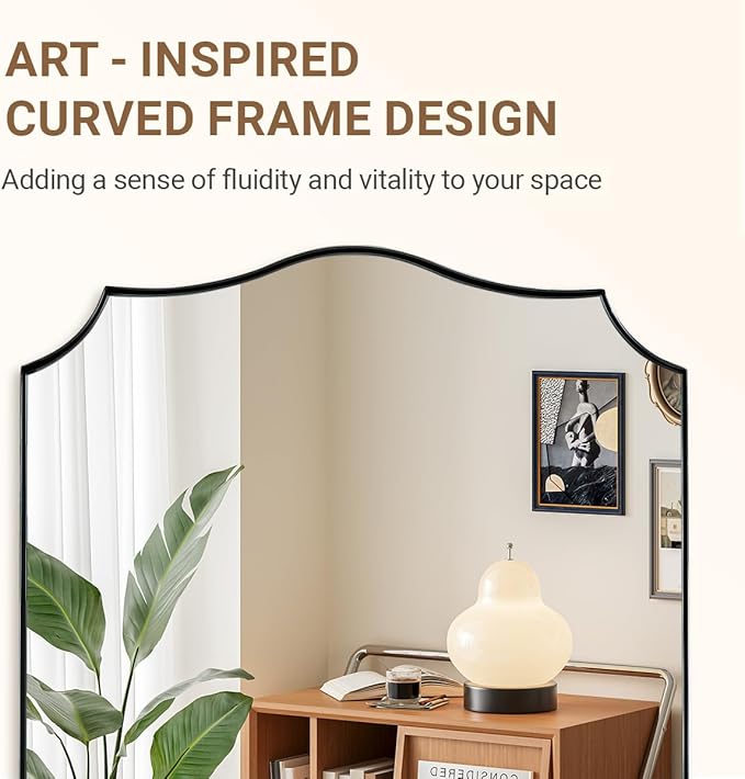 ANDY STAR Large Brushed Nickel Mirror, 30x40 Inch Scalloped Bathroom Mirror - Image 5