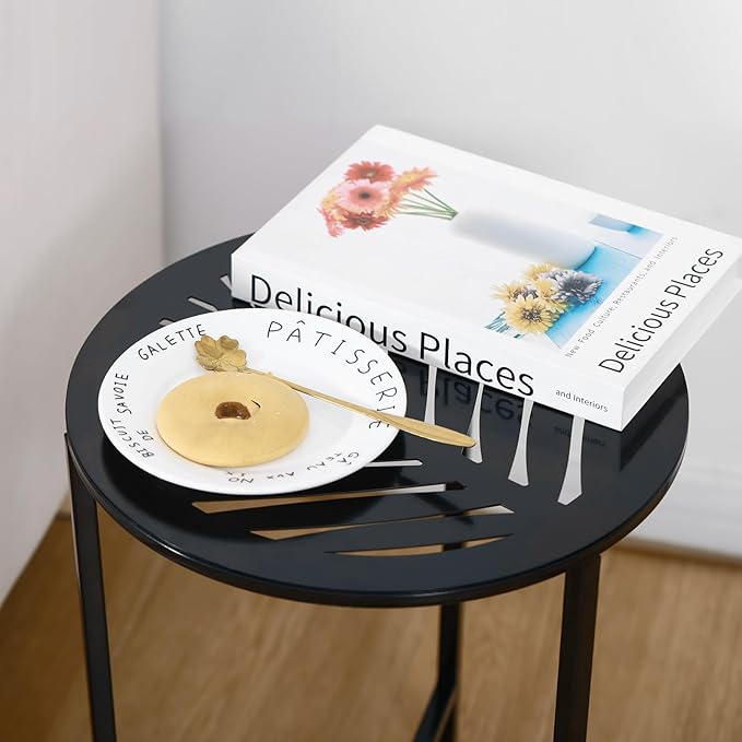 1 Packs 13" Metal Outdoor Side Tables Small Black Outside End Table - Image 8