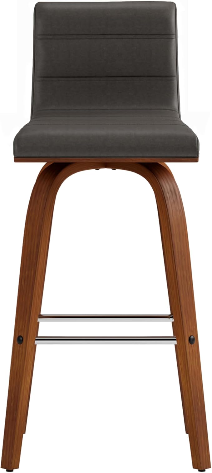 Armen Living Vienna 26" Swivel Counter Stool in Walnut Wood Finish - Image 5