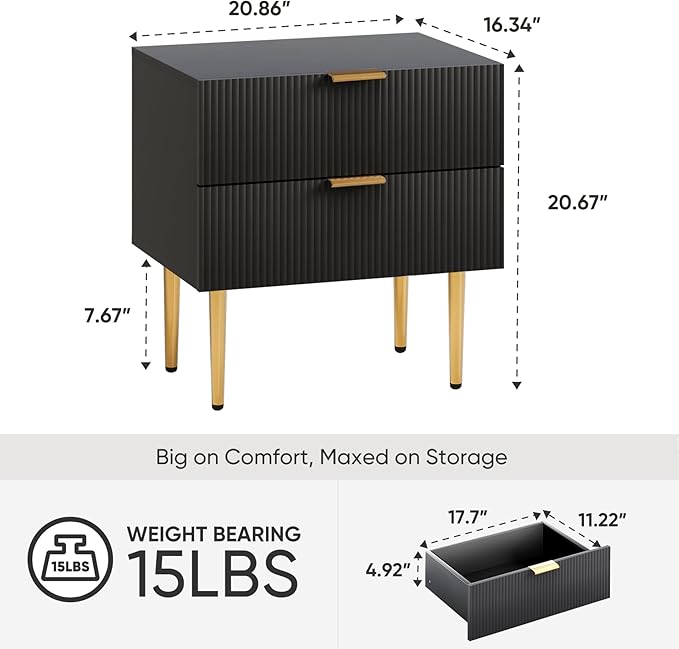 Set of 2 Nightstand, Bedside Table - Image 2