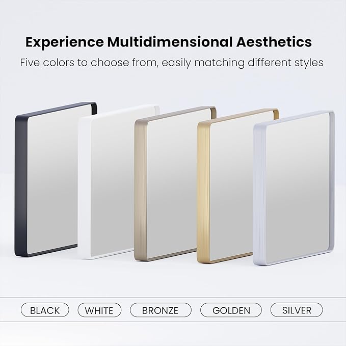 Brushed Nickel Bathroom Mirror 48x36 Inch, Brushed Silver Metal Frame Mirror - Image 8