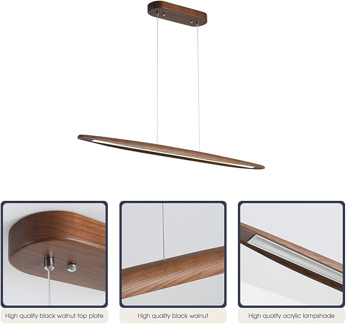 71" Wood Linear Pendant Light Wood Linear Dinning Room Light Island Lights LED - Image 5