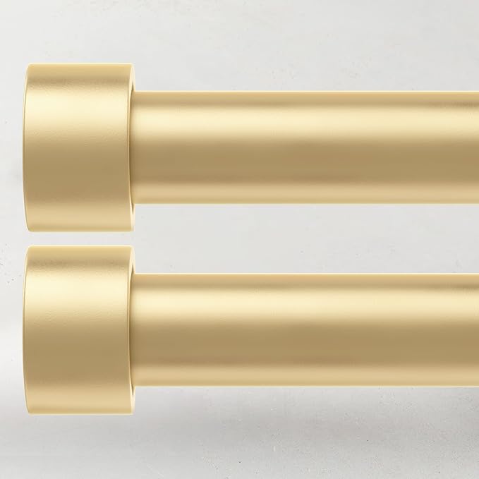 2 Pack Curtain Rods for Windows 48 to 84 Inch, 1 Inch Gold Adjustable Heavy by TimeForest