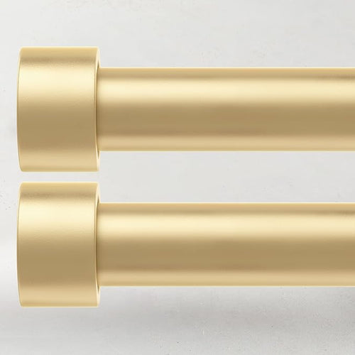 2 Pack Curtain Rods for Windows 72 to 144 Inch, 1 Inch Gold Curtain Rods Set by TimeForest