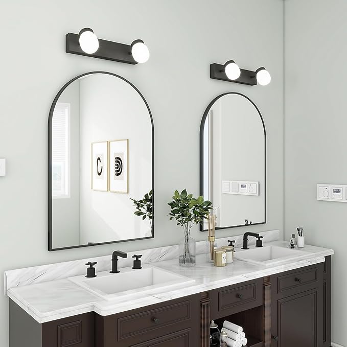 BEAUTYPEAK 24"x36" Arch Bathroom Mirror, Wall Mounted Vanity Metal Frame Mirror - Image 6