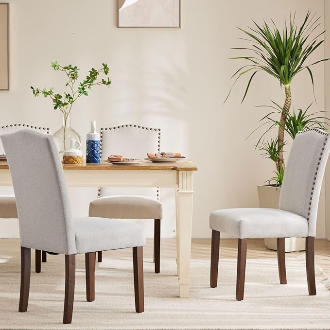 Kitchen Chairs Set of 6 Modern Upholstered Fabric Seat - Image 2