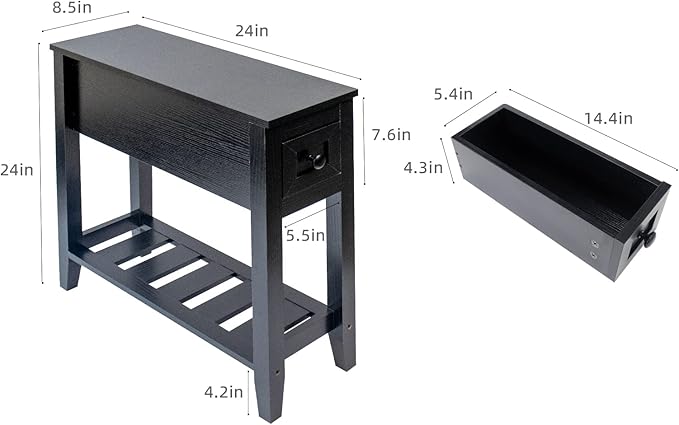 Narrow End Table, Slim Bed Side Table - Image 3