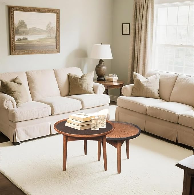 CONSDAN 24 Round Coffee Table, Solid Oak Frame & Veneer Top, USA Grown Hardwood - Image 7
