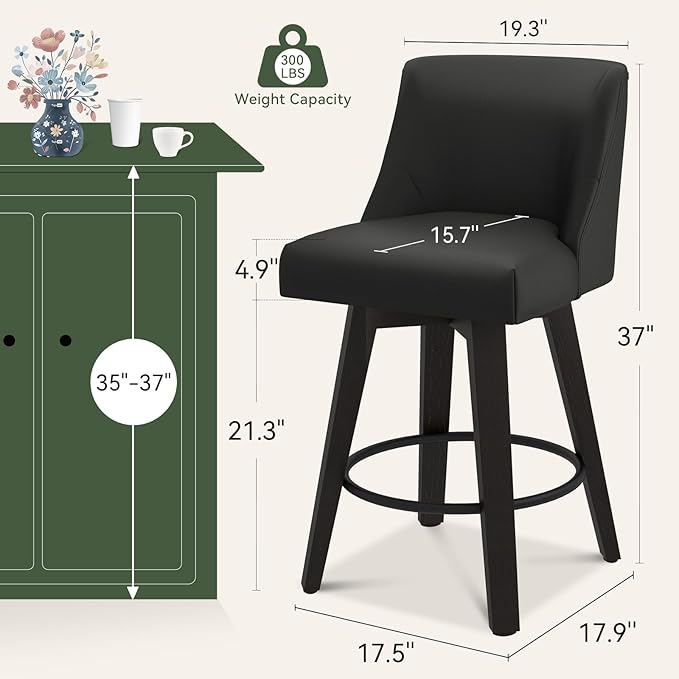 Vipbear Swivel Counter Height Bar Stools Set of 3, 26.8" H Counter Stools - Image 2
