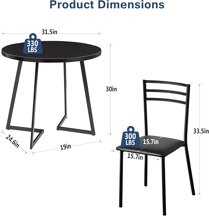 VECELO Small Round Dining Table Set - Image 8
