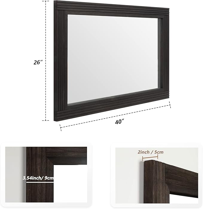 YOSHOOT Hand-Made Wooden Spliced Wall Mirror - Image 2