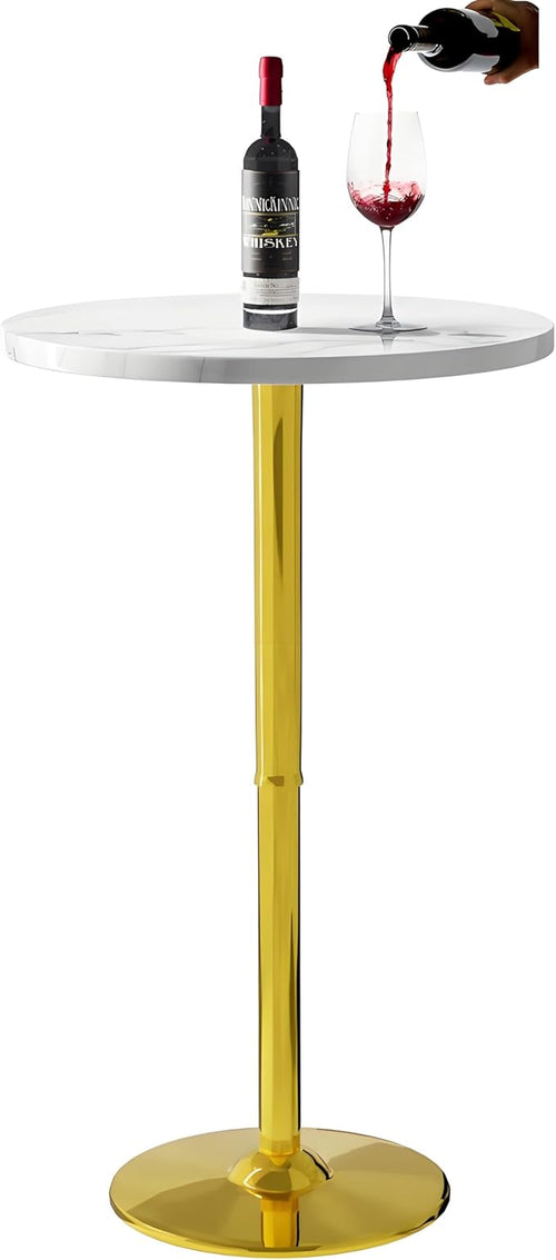 24'' Gold Bar Table Round Cocktail Table 39.1" Height Kitchen Dining Tables by YHGSYXL