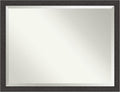 Amanti Art Brown Wall Mirror 34x44 Rustic Plank Espresso Narrow Rectangle by AmantiArt